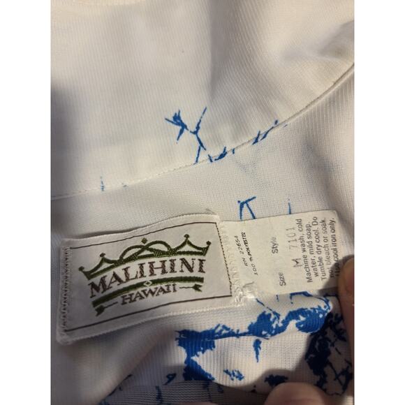 Vtg 60s 70s Malihini Shirt Mens Small Loop Collar Mod Disco Hippie Polyester - Picture 2 of 6